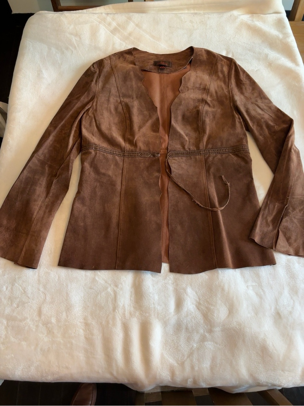 Danier Brown Suede Tie-Waist Leather Jacket - Picture 5 of 8